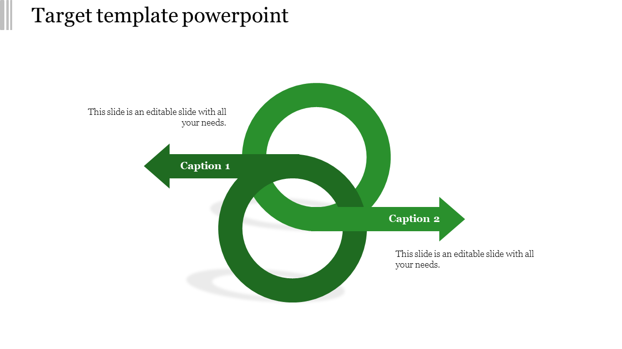 Two interlocked green rings with arrows extending left and right, each labeled with a caption.