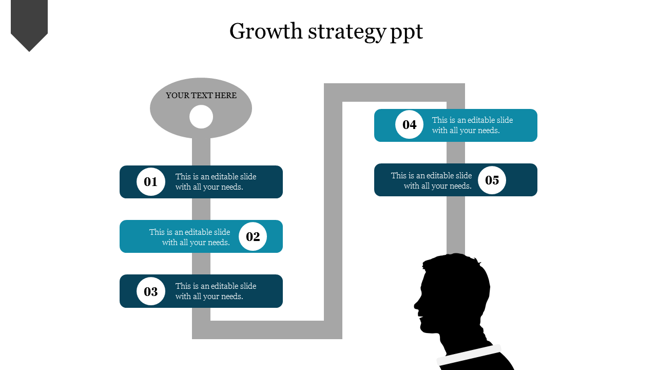 Five Noded Growth Strategy PPT for Business Development