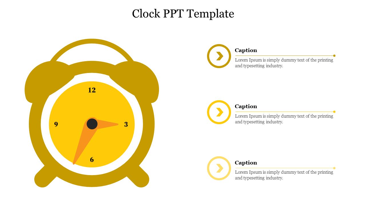 Fantastic Clock PPT Template With Three Node Slide