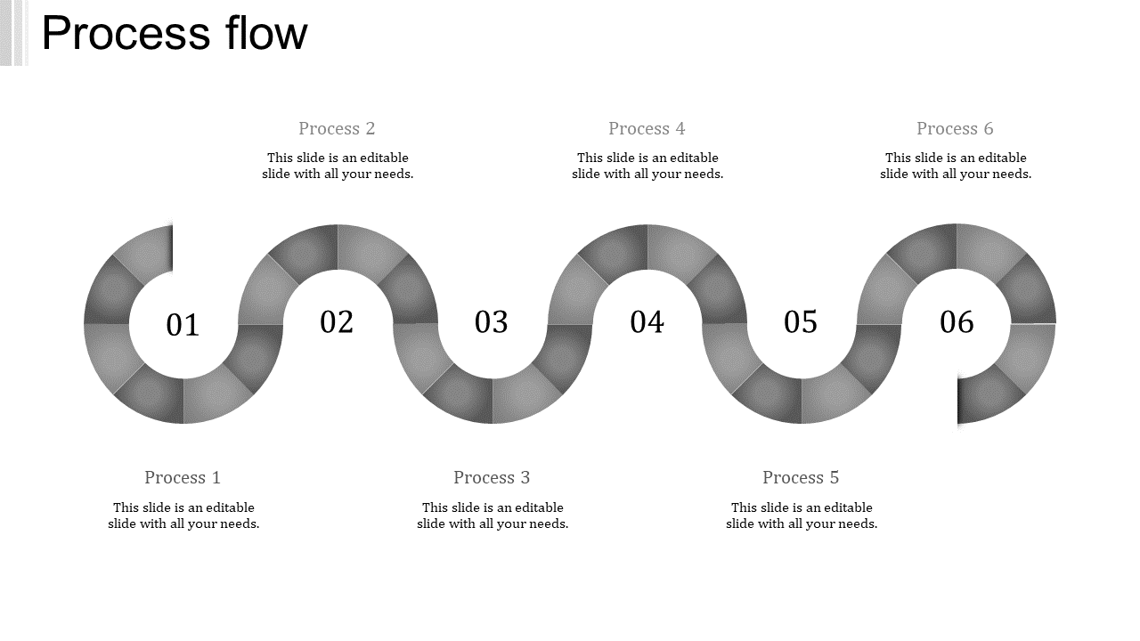 Gray winding process flow chart with six steps, numbered from 01 to 06, with corresponding text areas.