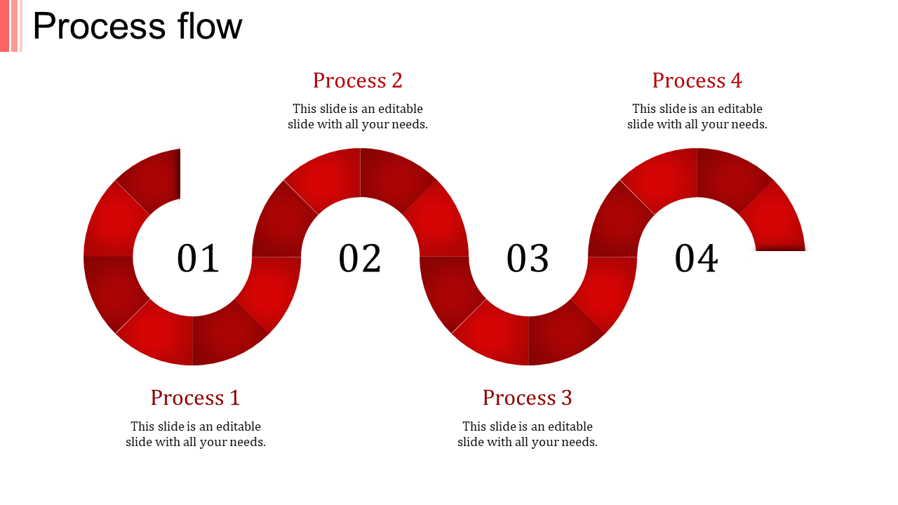 Grab Alluring Process Flow PPT Template with four-node