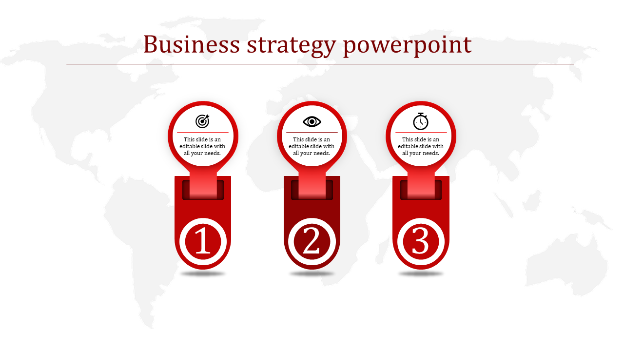 Business Strategy PowerPoint Template with Three Nodes