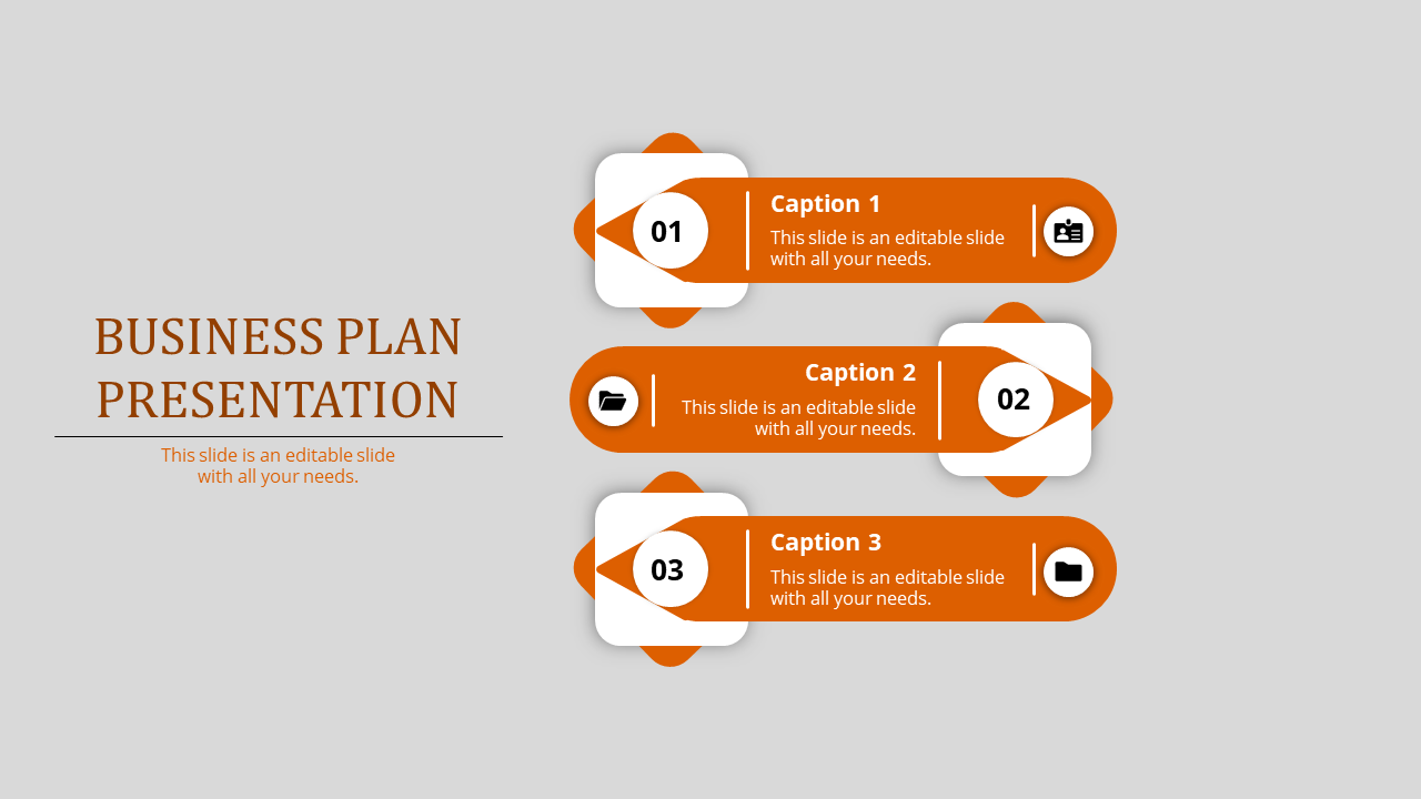 Advanced Business Plan PPT Template with Three Noded Design