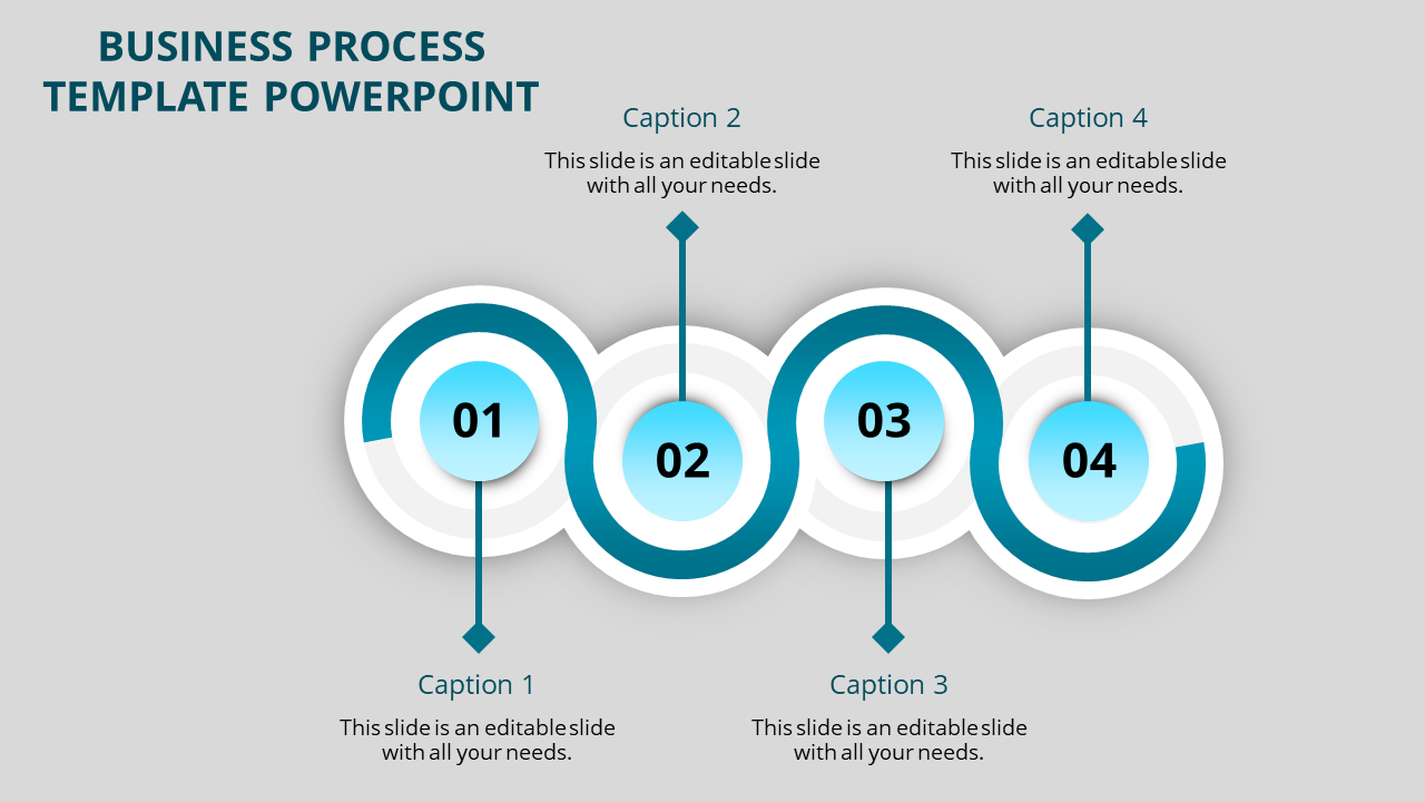 Business process template with four numbered steps, shown as blue circular icons with captions.