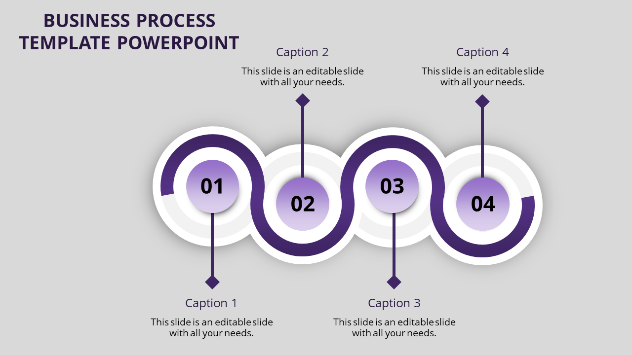 Clean design showcasing four sequential steps with purple and white circular graphics linked by a curved line.