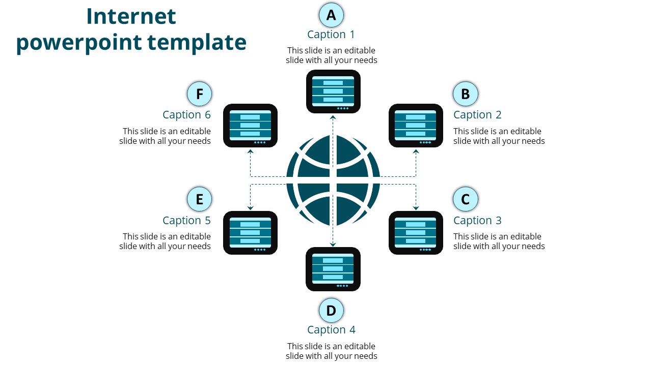 Six Nodded Internet PowerPoint Template And Google Slides