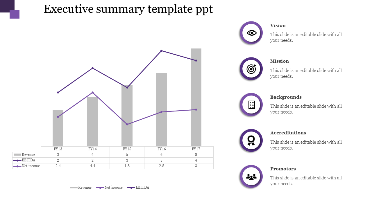 Affordable Executive Summary Template PPT Slide Design