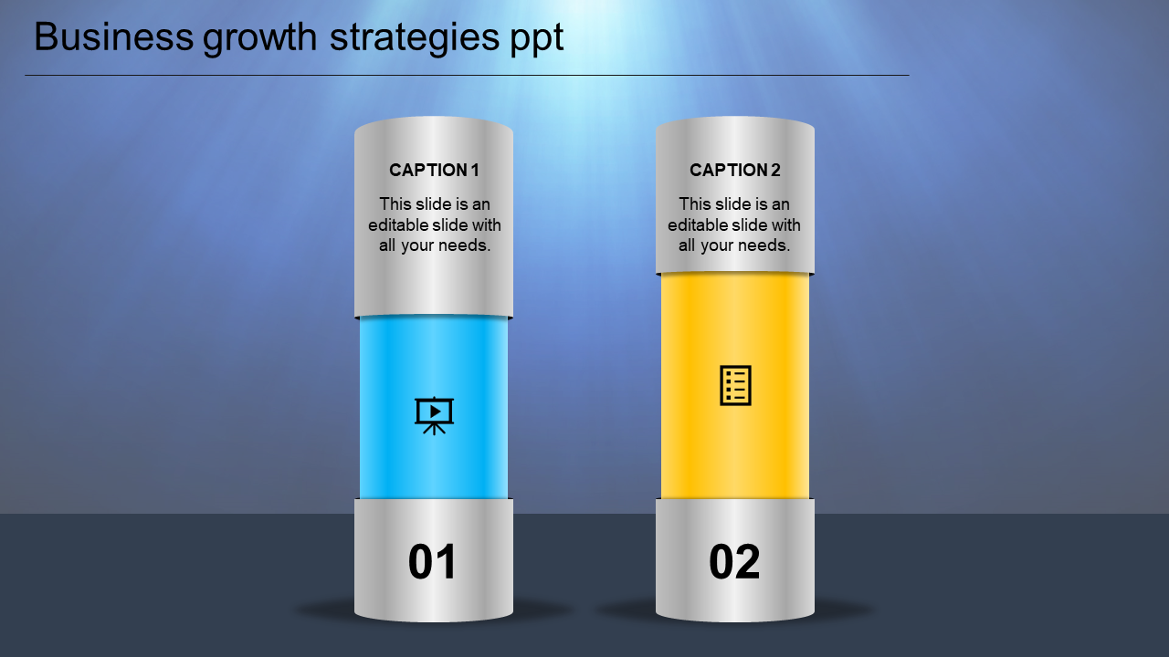  Business Growth Strategies PPT  Cylindrical Design