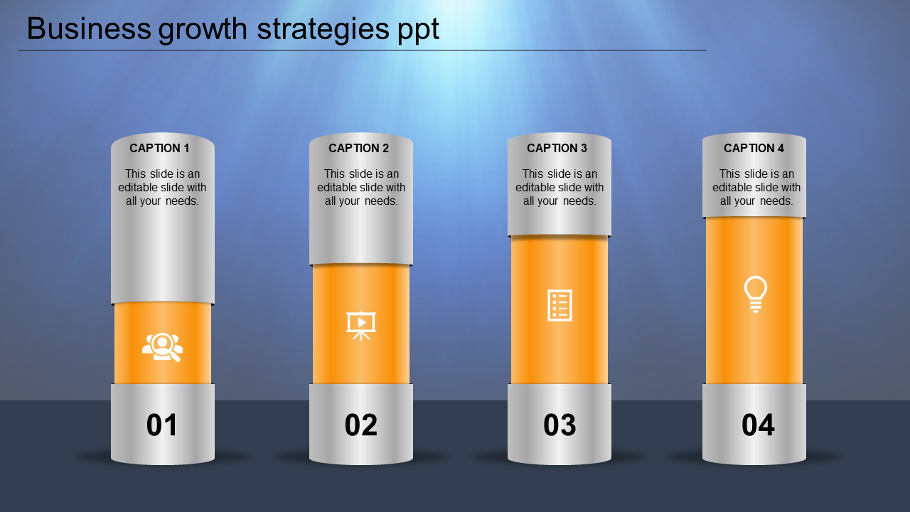 Affordable Business Growth Strategies PPT With Four Node