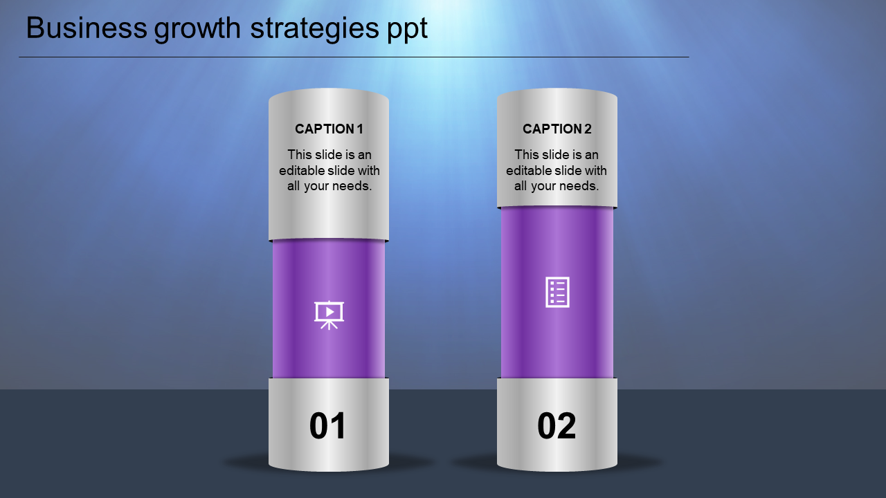 Editable Business Growth Strategies PPT With Two Node