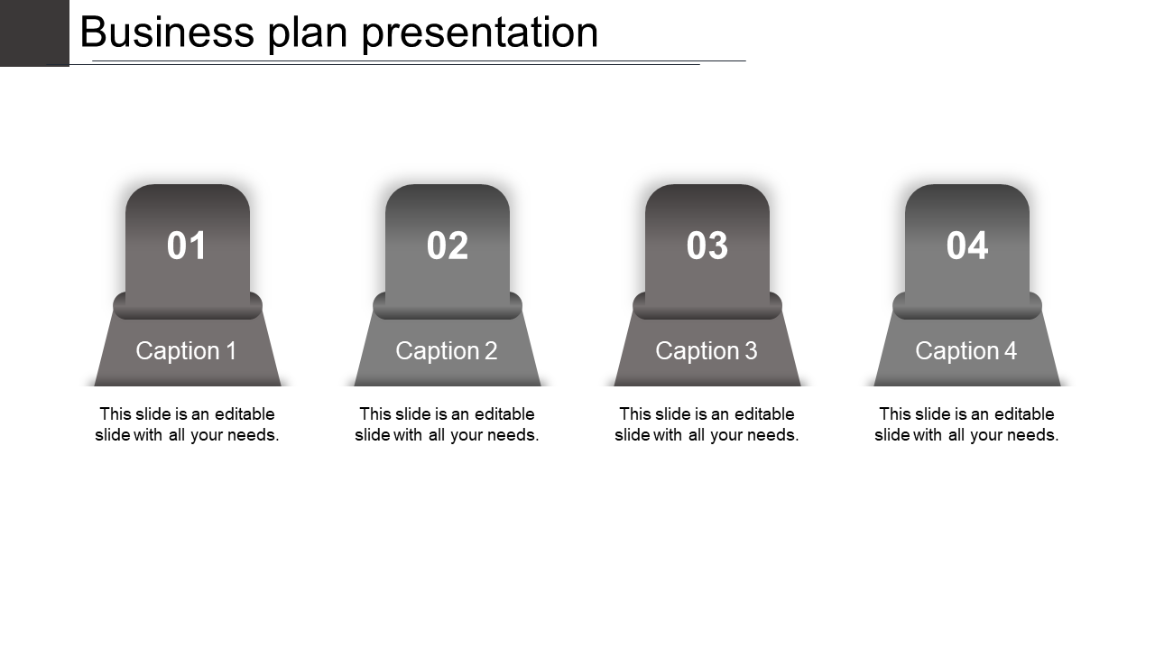 Business Plan PowerPoint Template with Four Nodes Theme