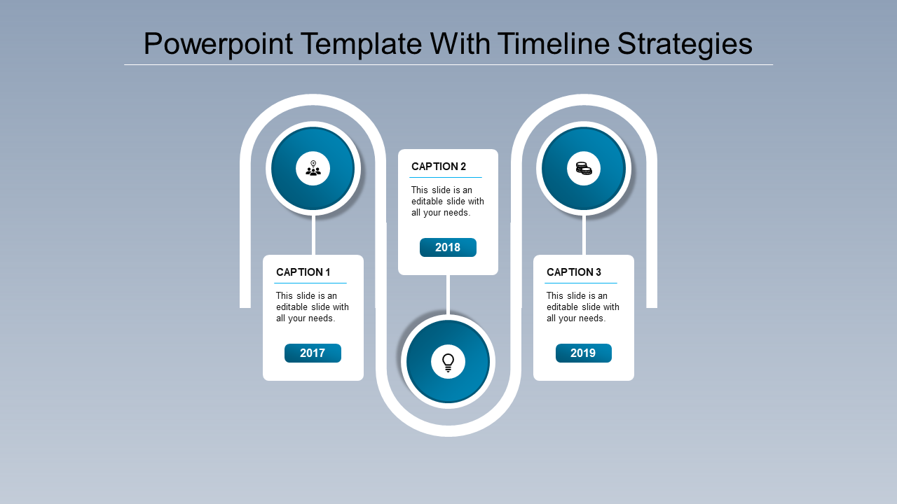 Creative Timeline Template PowerPoint with Three Nodes