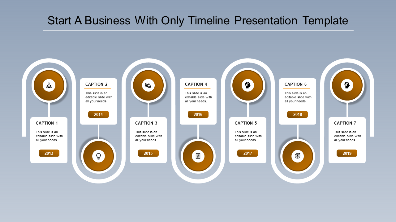 Best 7 Steps Timeline PPT Template and Google Slides Theme