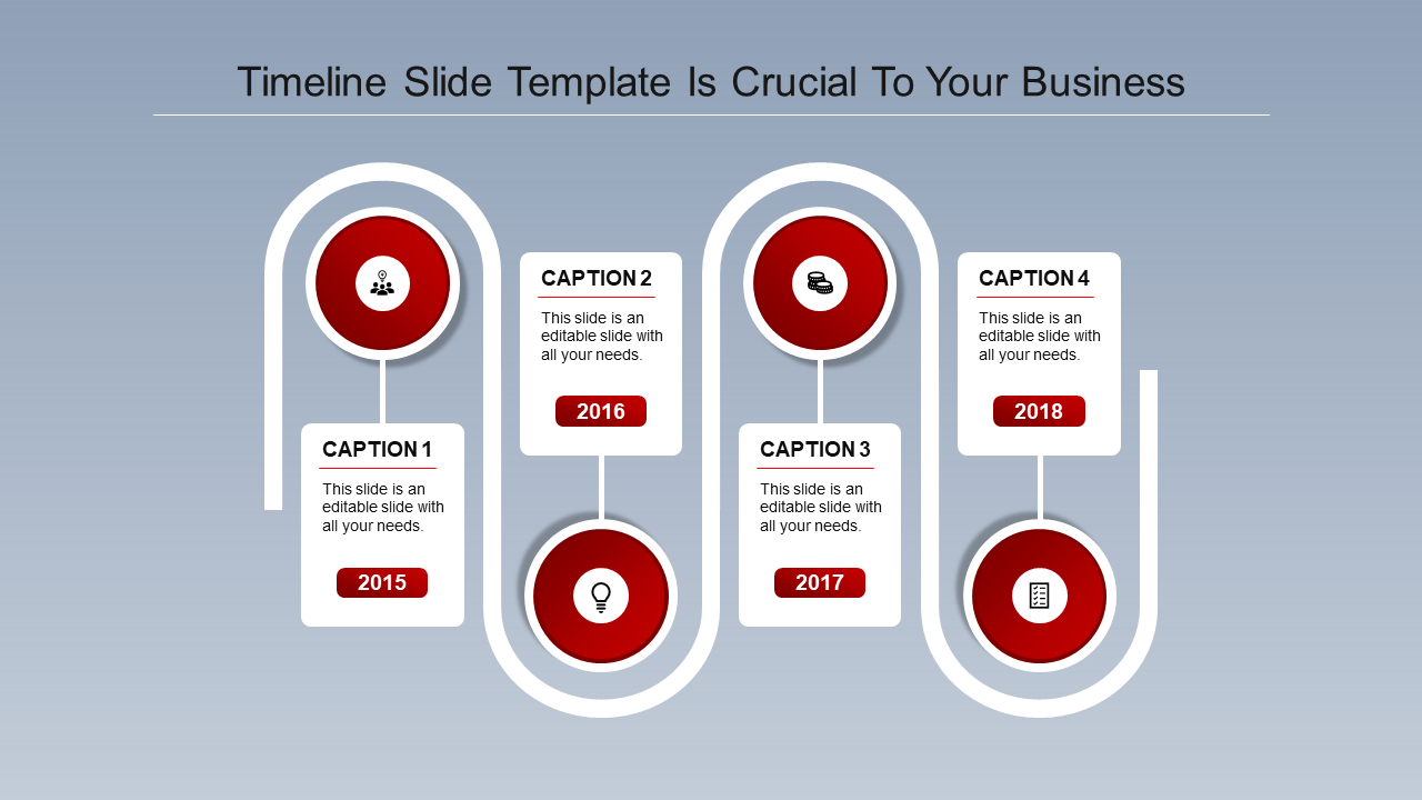 Four Step Curve Timeline PPT Template & Google Slides Theme