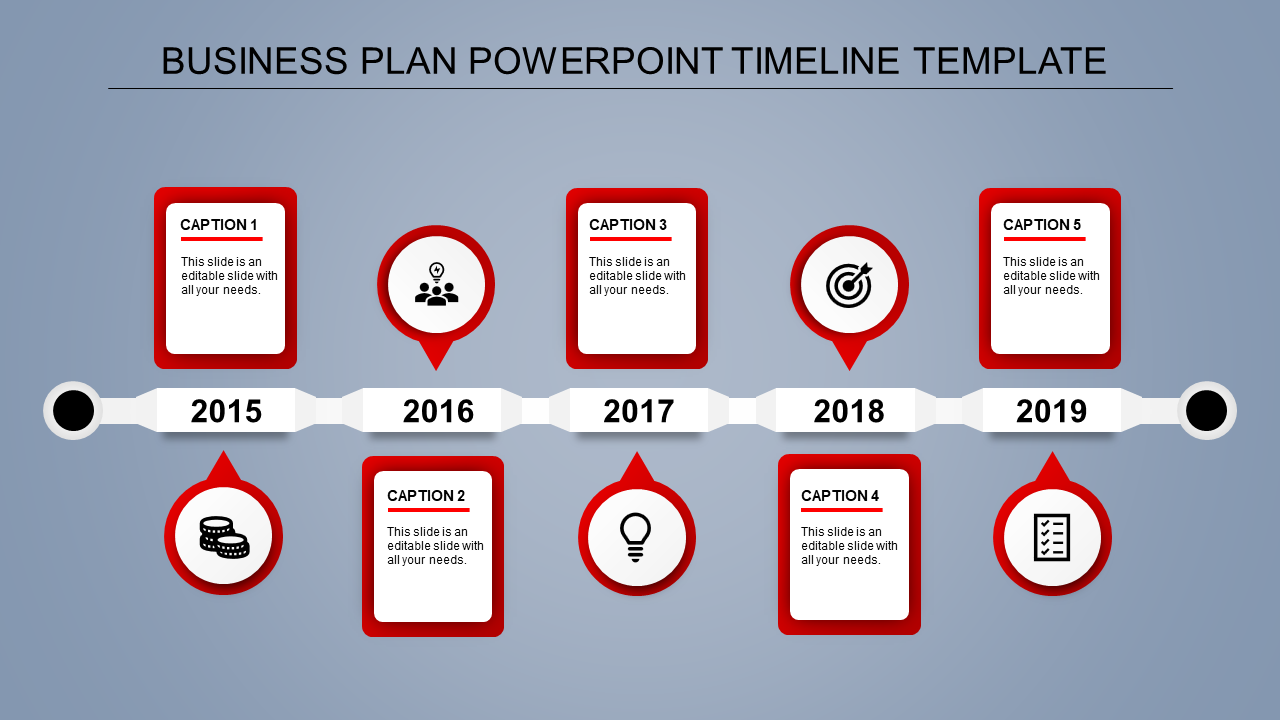 PowerPoint Timeline Template Presentation-Red Color