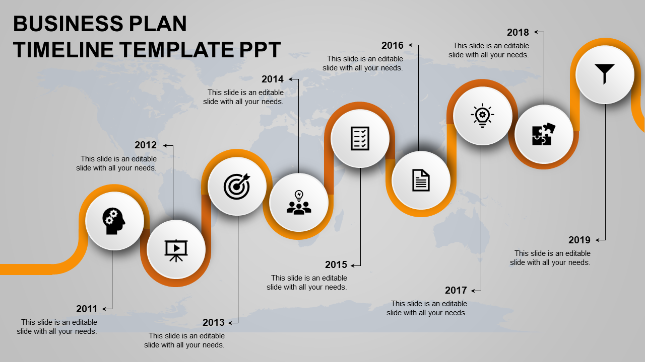 Timeline Template PPT And Google Slides-Orange Color