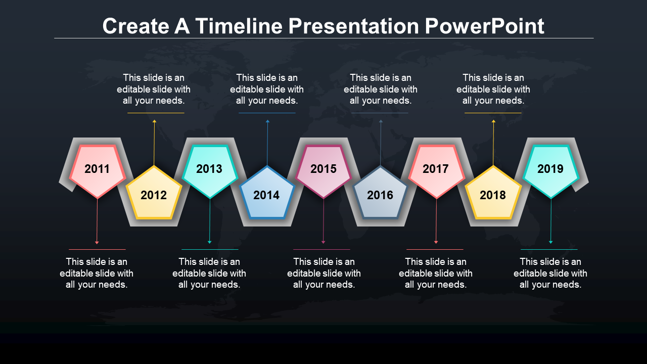  timeline presentation powerpoint - pentagon model