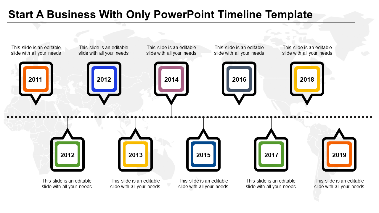 Ten Step Zig-zag Timeline PowerPoint Template & Google Slides