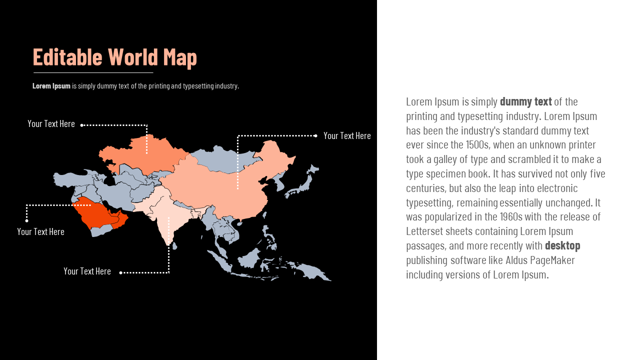 Editable World Map PowerPoint Template for Presentations