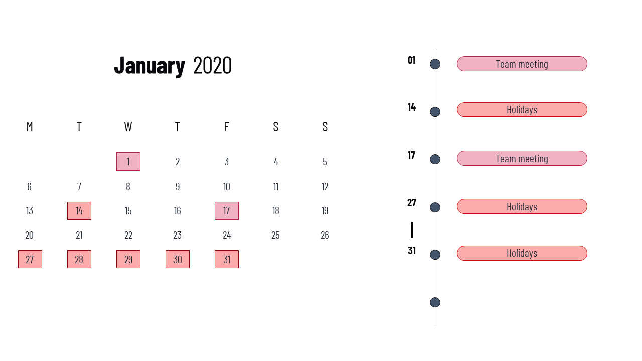 Attractive PowerPoint Calendar Slide Template Designs