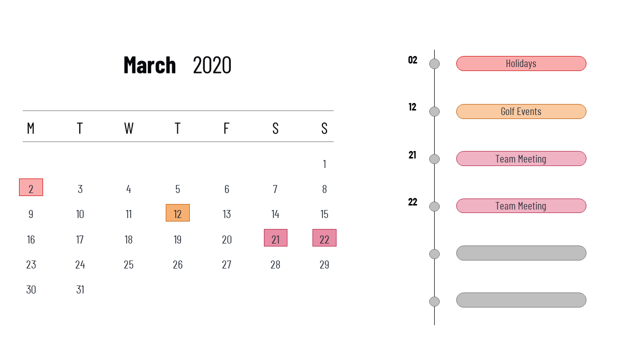 Stunning Calendar PowerPoint Template Slide Designs