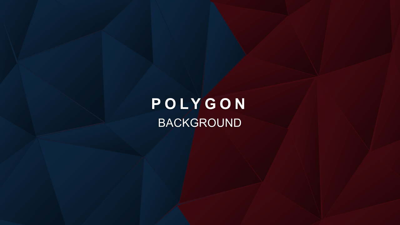 Polygonal abstract background split into dark blue and red triangular shapes with white bold title.