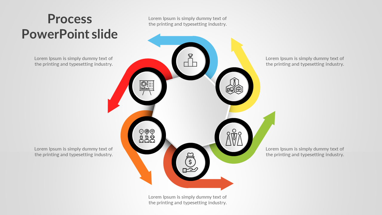 Multi color Process PowerPoint Slide - Arrow Model