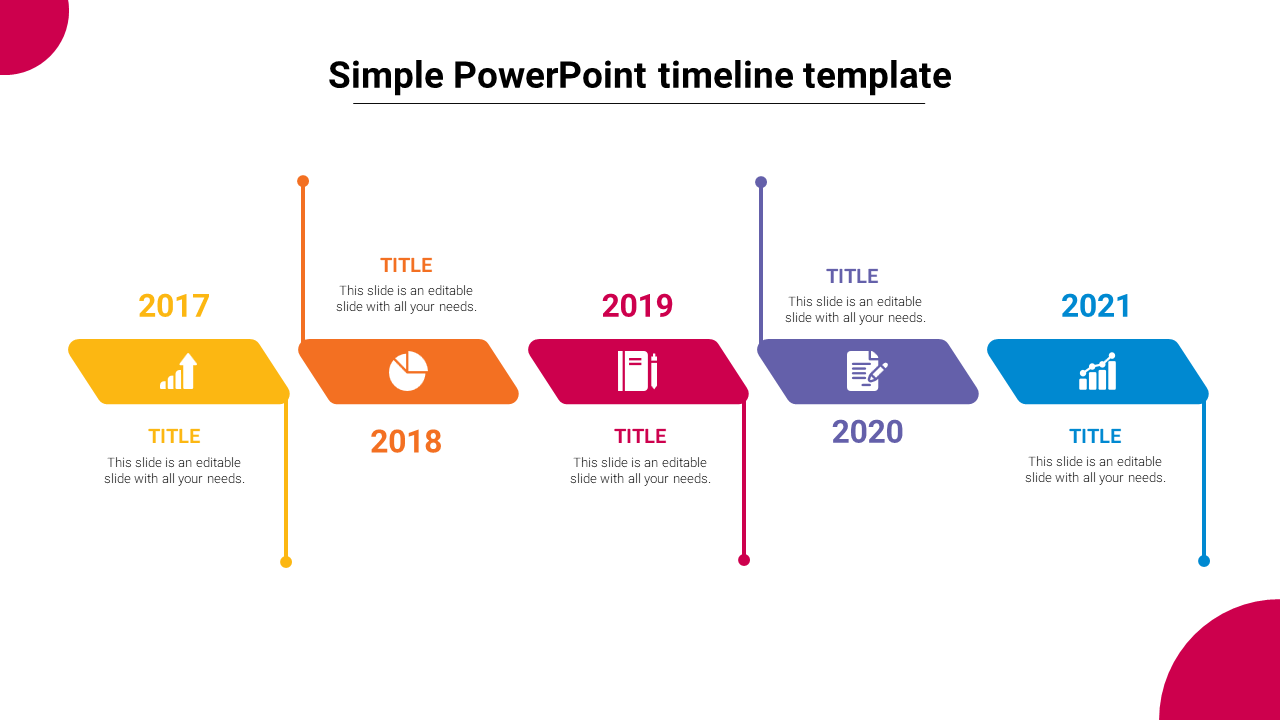 Multicolor Simple PowerPoint Timeline Template