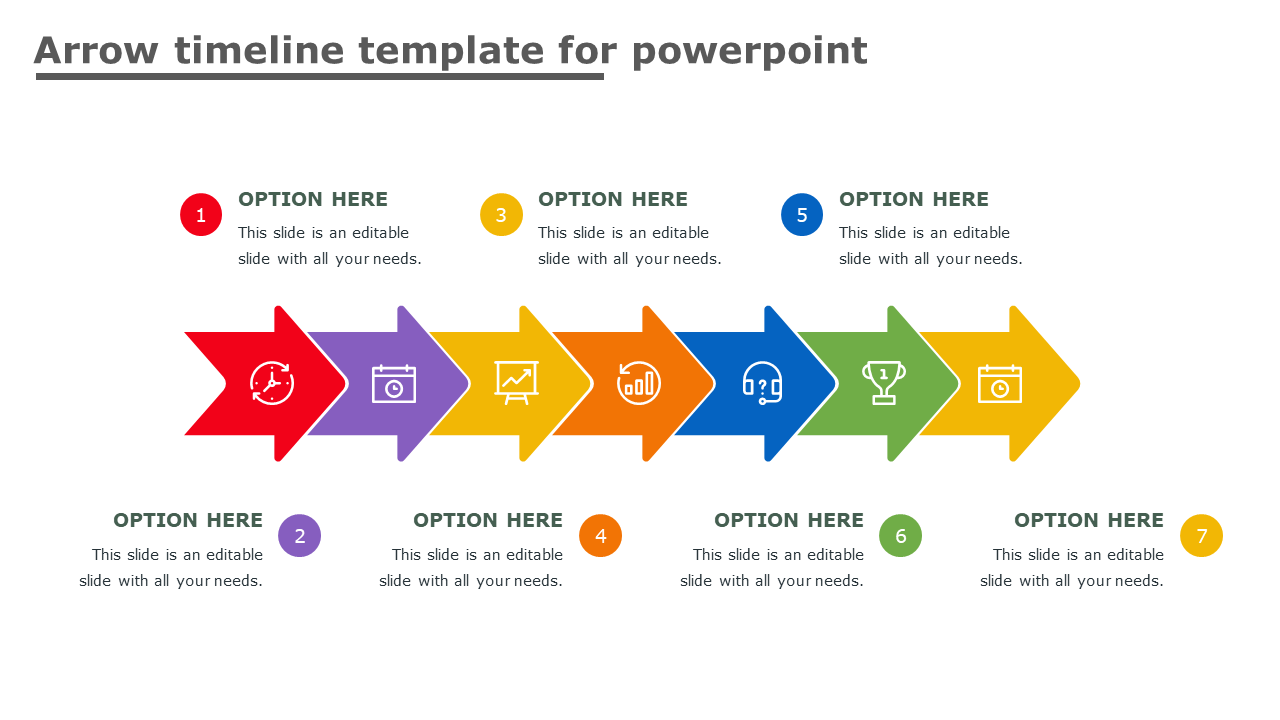 A vibrant design featuring six colored arrows, each representing a different step, with a caption area for easy distinction.