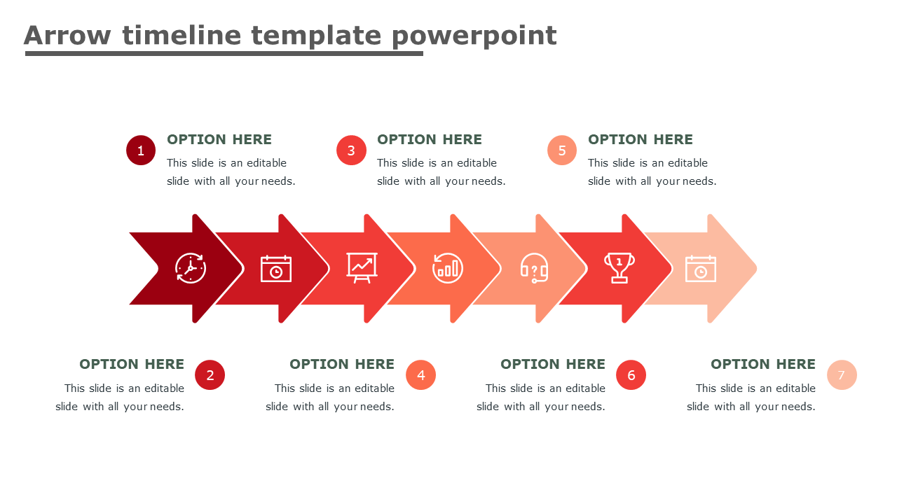 Arrow Timeline Template PowerPoint - Chevron Model