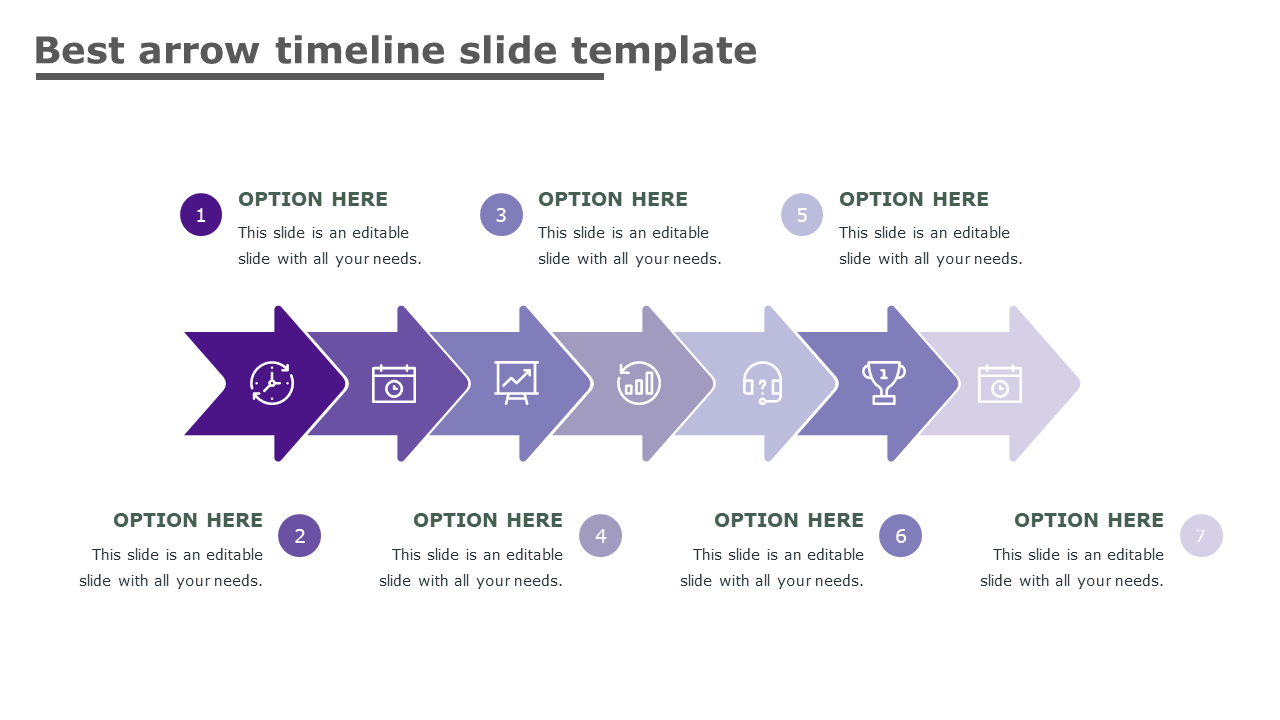 Best Arrow Timeline Slide Template Designs -7 Node