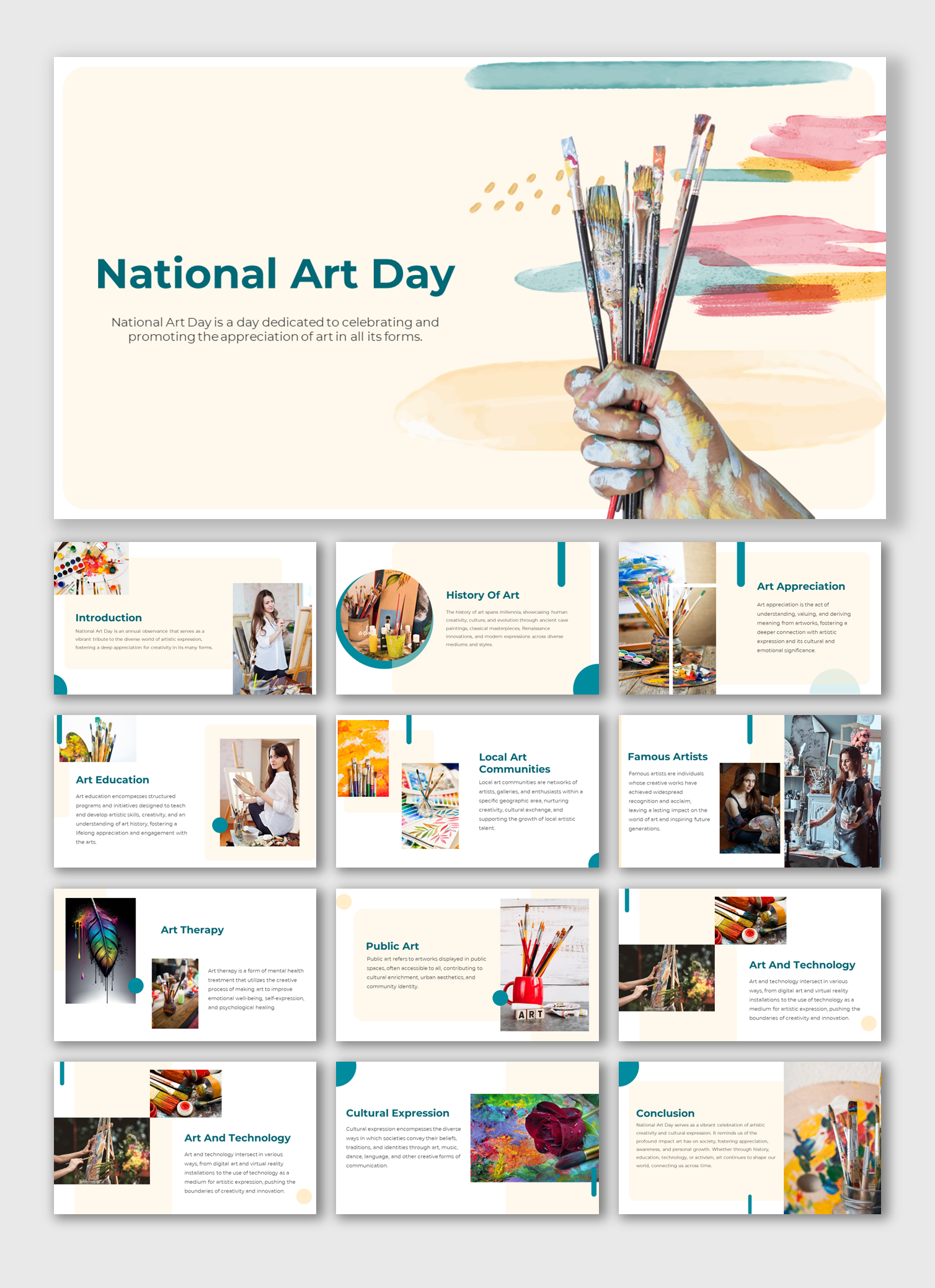 National Art Day Presentation And Google slides Themes