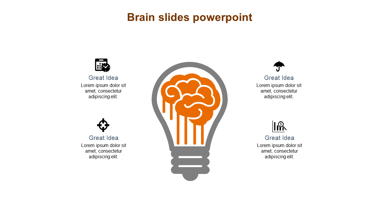 Brain Slides PowerPoint Template Presentation-Bulb Model