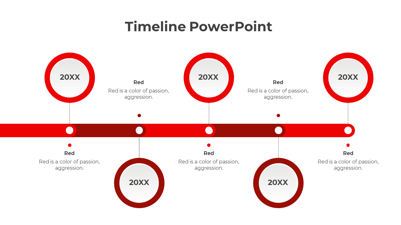 Magnificent Editable Timeline PowerPoint With Five Nodes