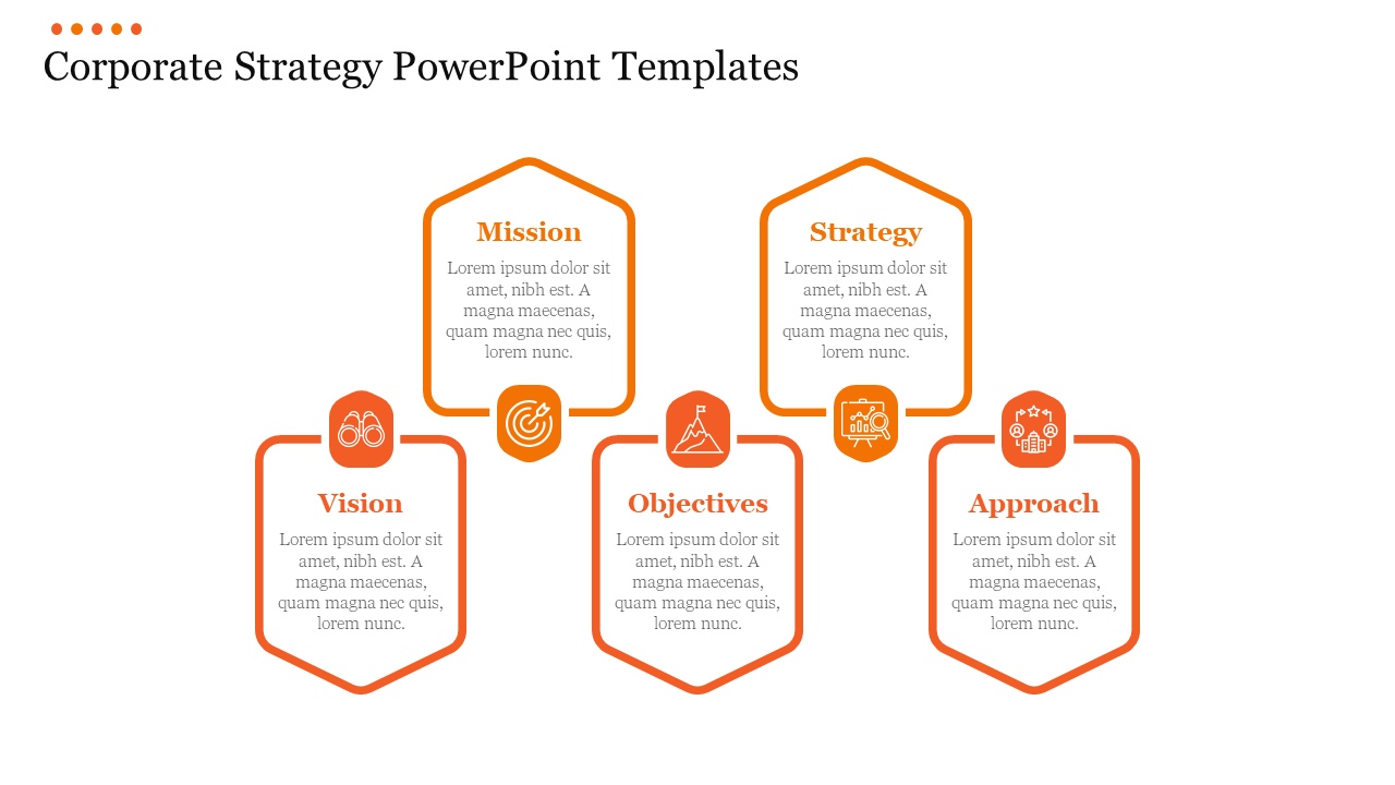 Corporate Strategy PowerPoint Template with Five Nodes