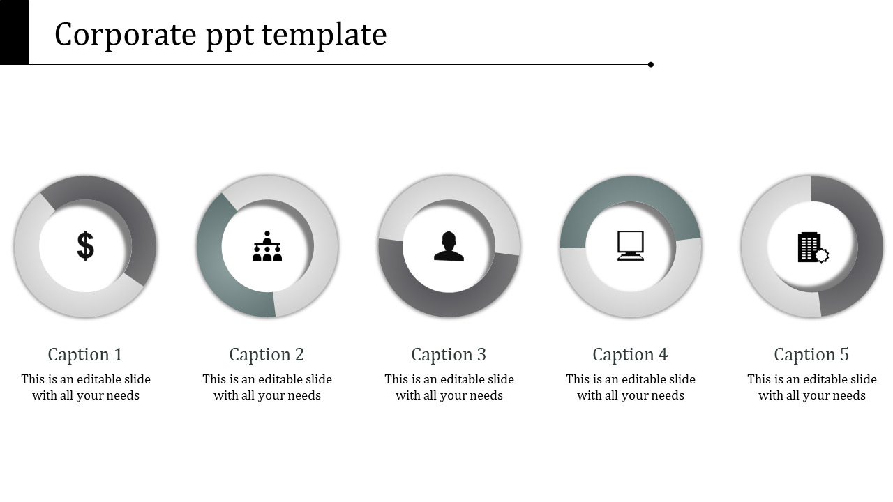 Attractive Corporate PPT Templates Slides-Five Node