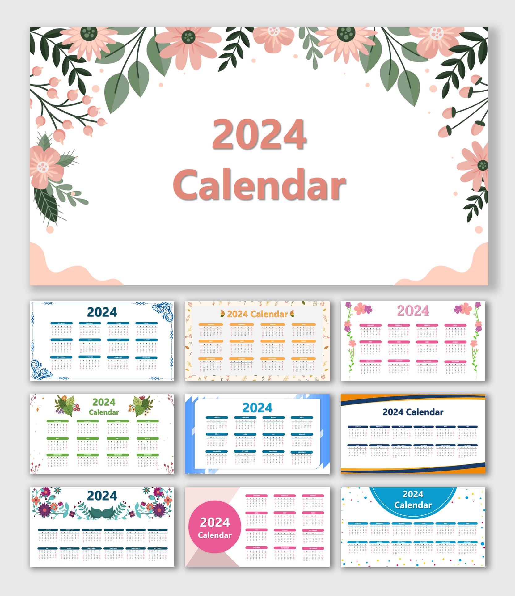 2024 Calendar PPT Presentation And Google Slides Templates