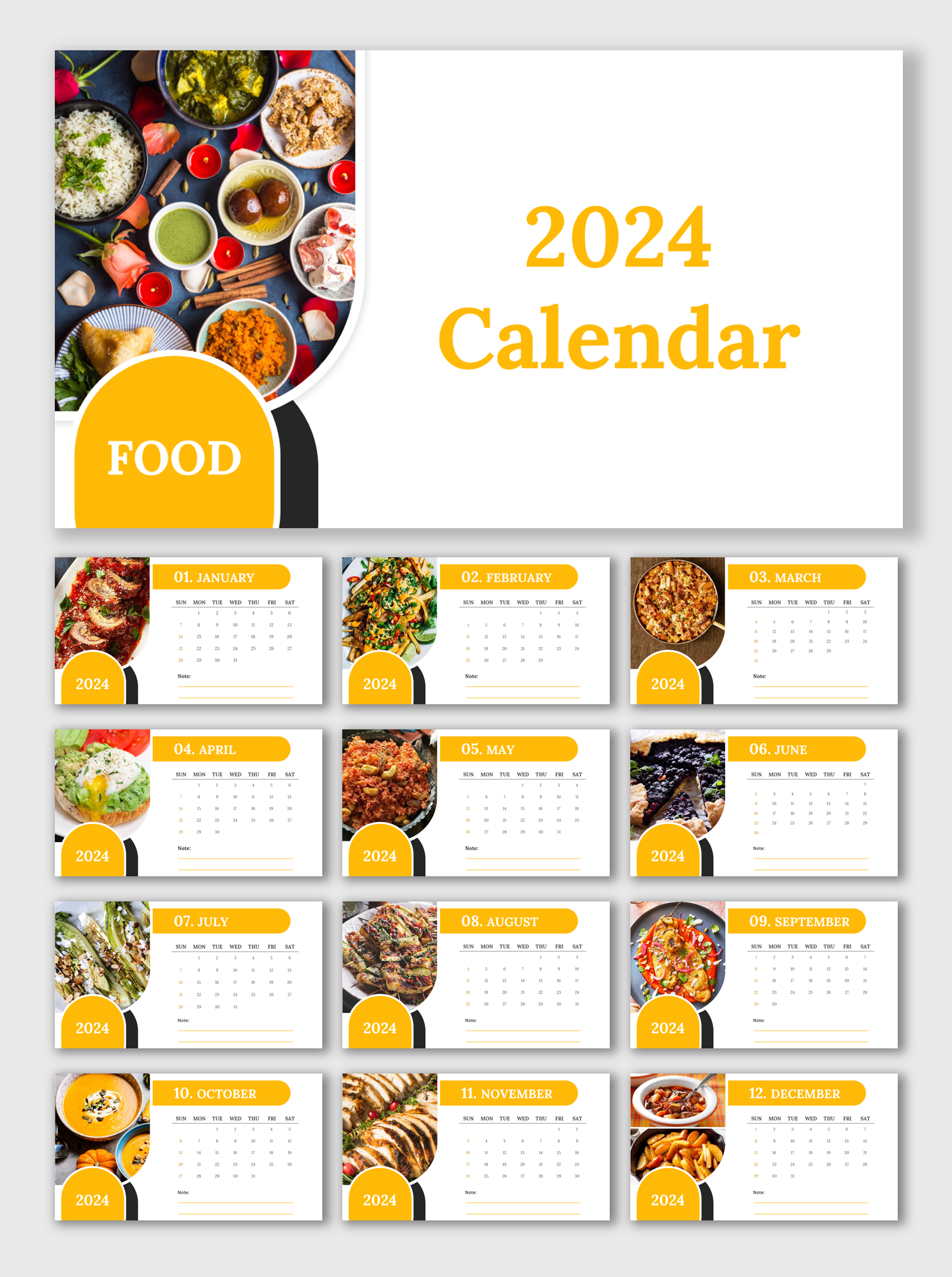 2024 Calendar PPT Presentation And Google Slides Templates