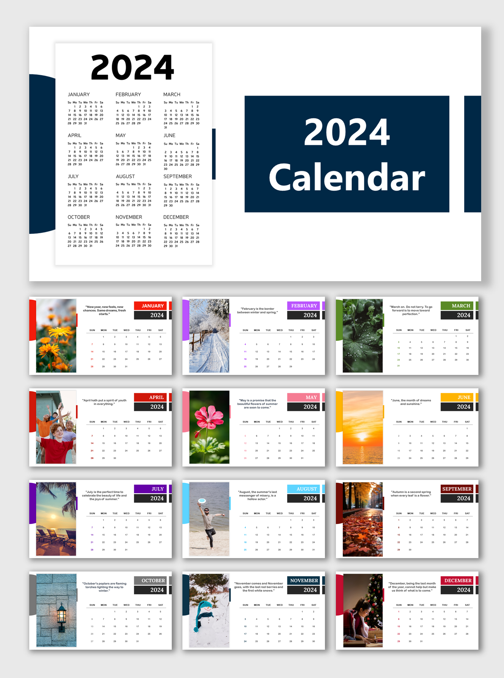 Yearly Calendar PowerPoint And Google Slides Themes