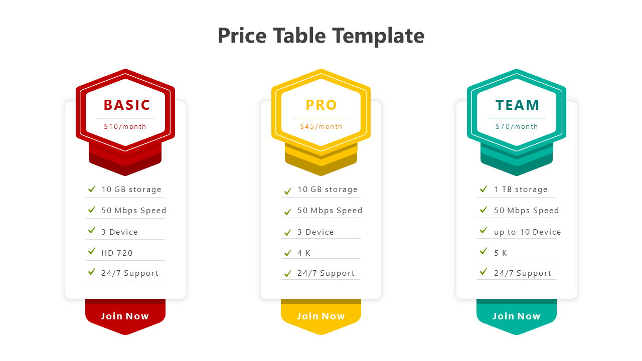 Simple Price Table PowerPoint Templates And Google Slides Themes