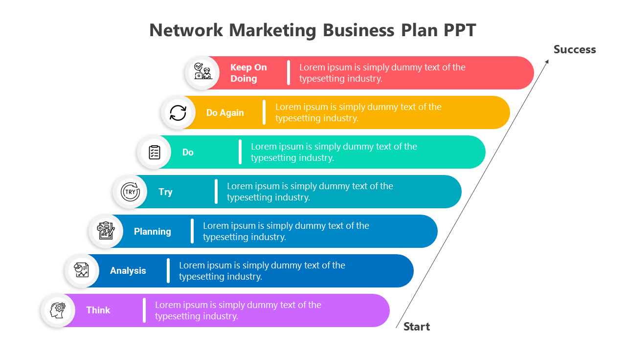 Network marketing concept with figures interconnected by arrows on a world map, accompanied by placeholder text areas.