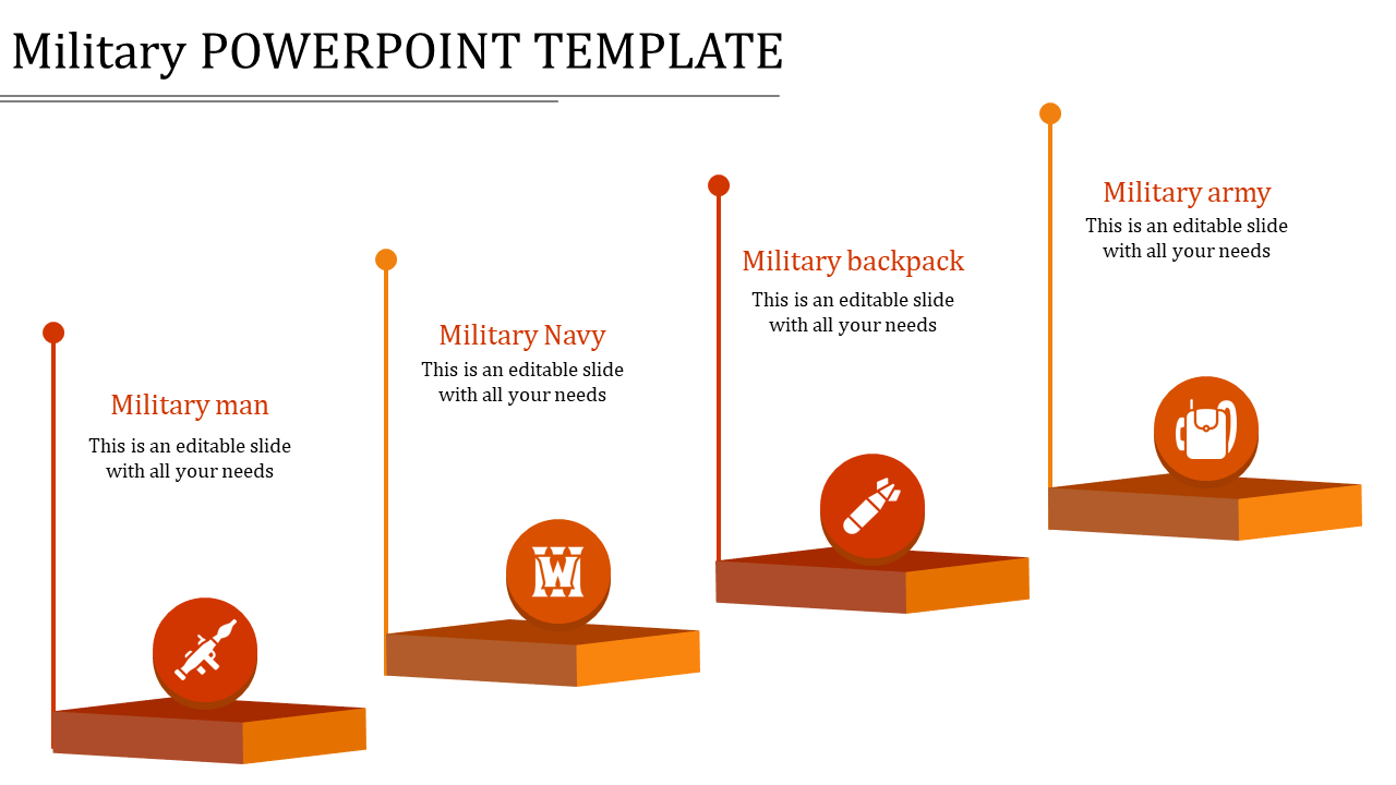 Use Our Military PowerPoint Template With Four Node Slide