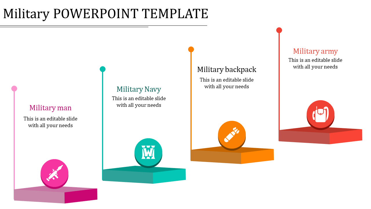 Multicolour Four Nodded Military PowerPoint Templates