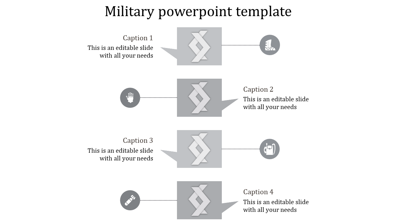 Chain Military PowerPoint Template-4 Node Design