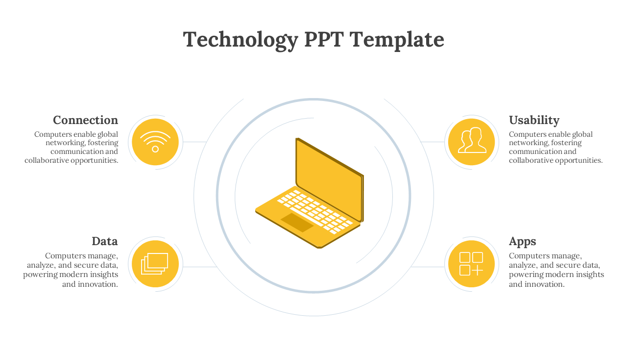 Yellow Themed Technology PPT Template and Google Slides