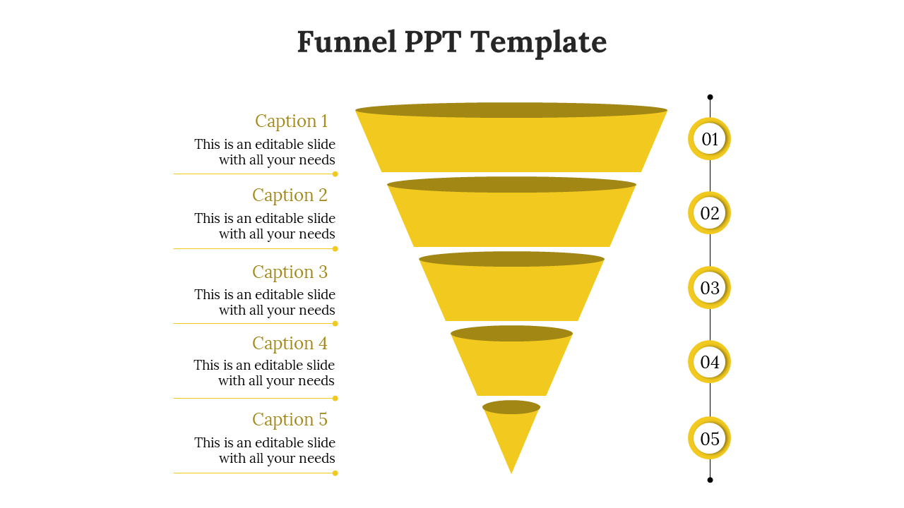 Majestic Yellow Color Funnel PPT Template And Google Slides