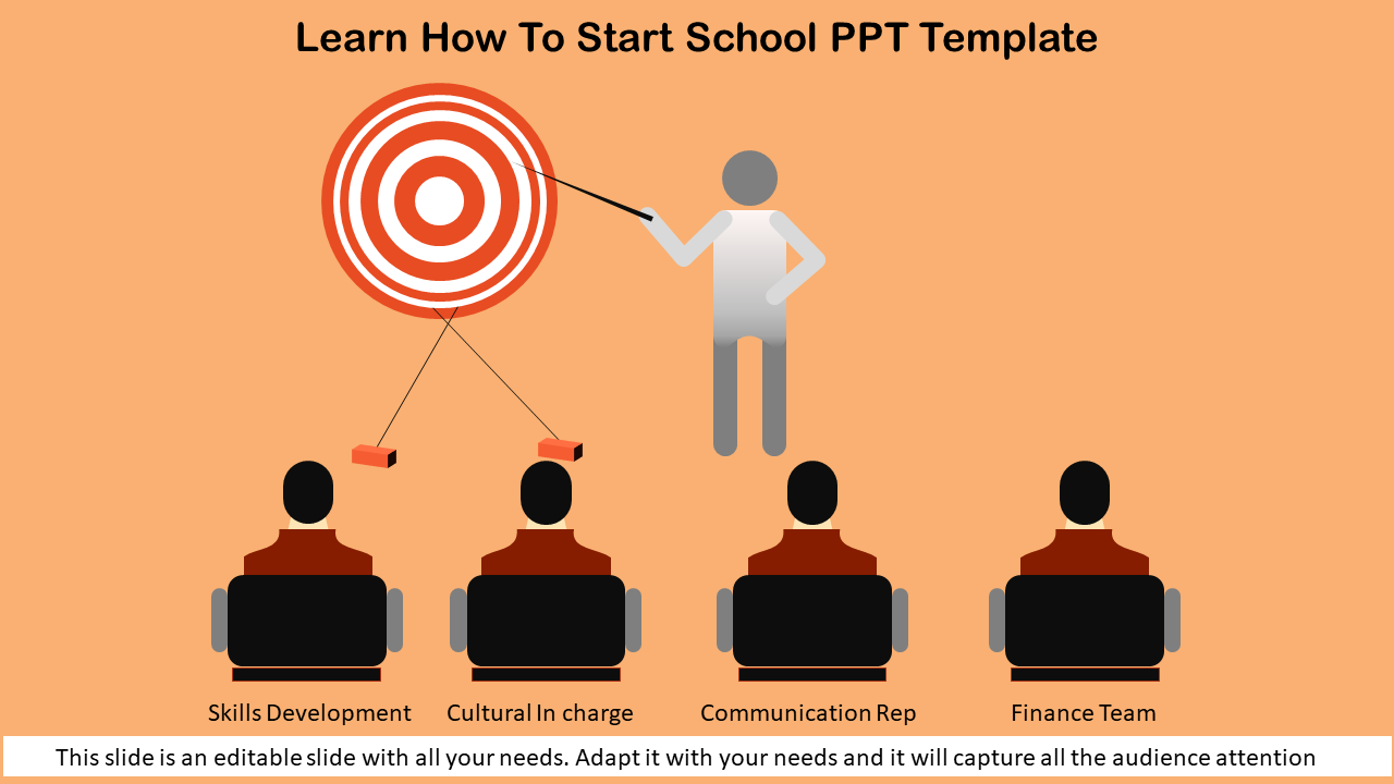 Stunning School PPT Template Slide Design-Four Node