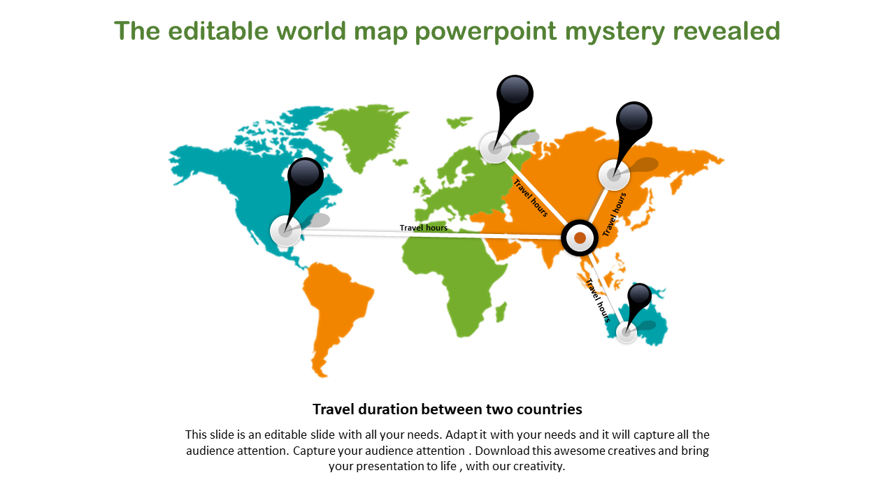 World map with location markers and connecting lines showing travel routes between different countries.