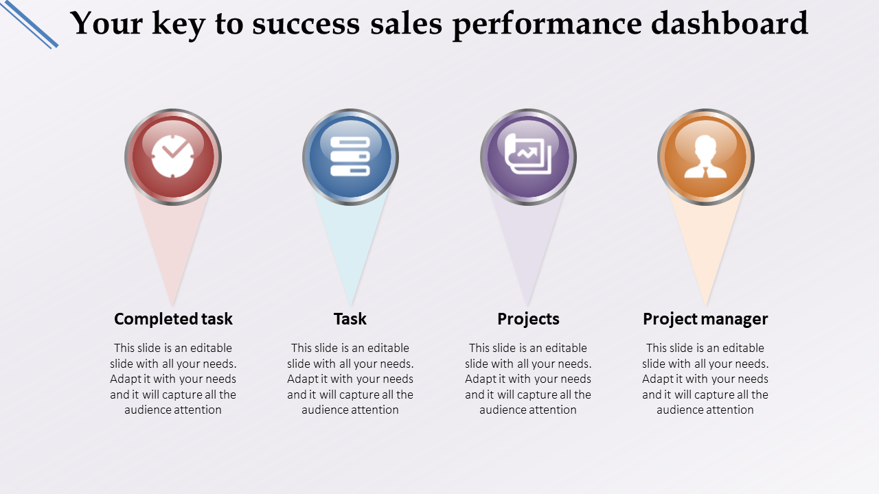 Creative Sales Performance Dashboard Slide Template