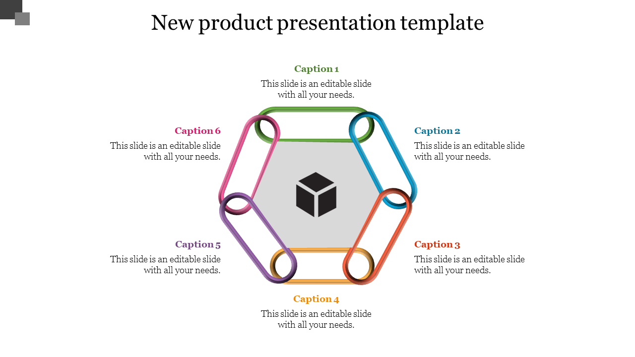 Editable New Product Presentation Template with Six Nodes